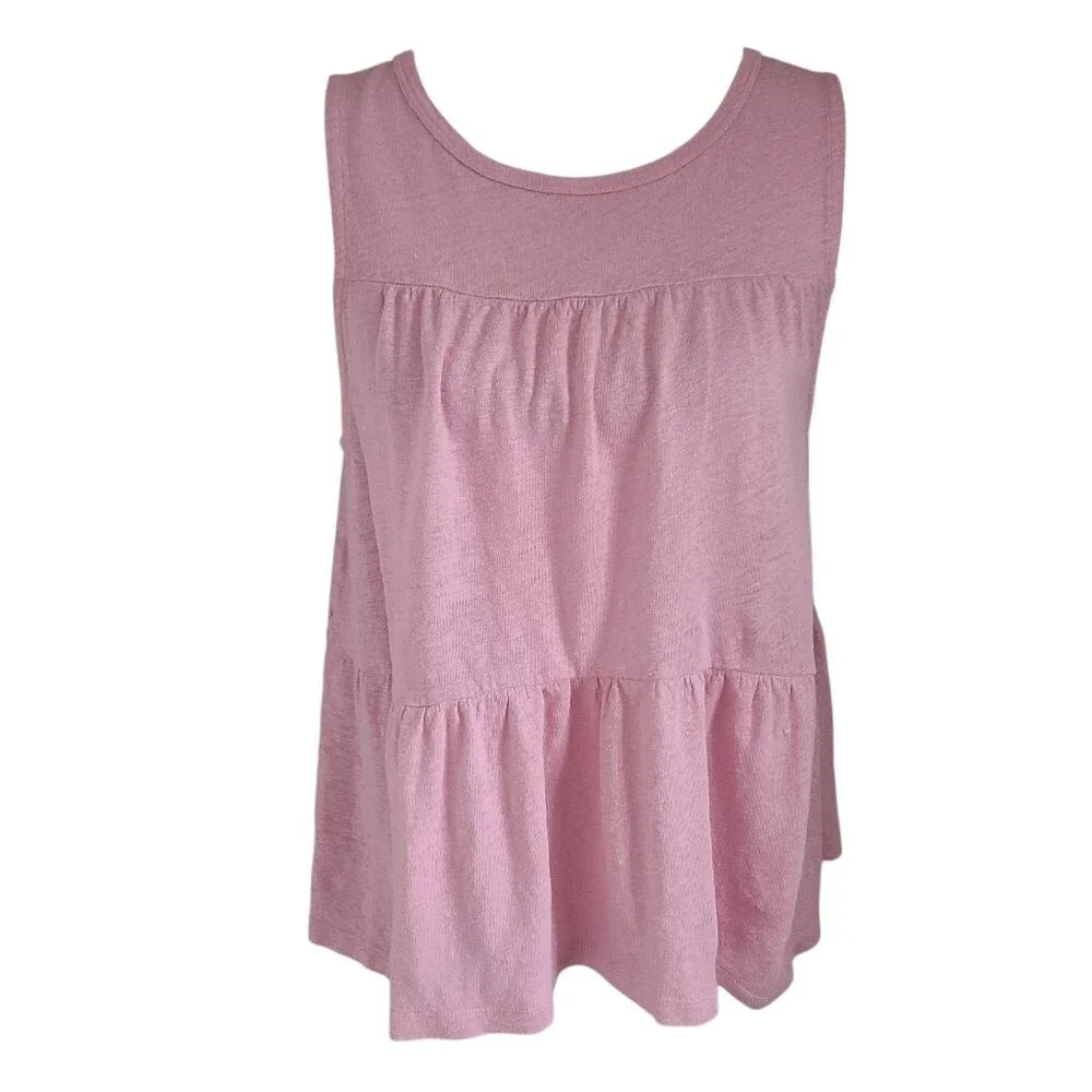 j. crew linen tiered tank top pink size S